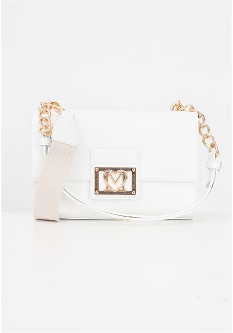White women's bag with fancy heart golden metal logo plaque LOVE MOSCHINO | JC4329PP0IKS0100